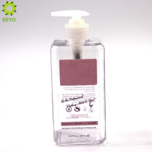 500ml vide shampooing carré cosmétique clair bouteille en plastique